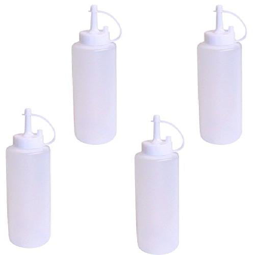 Lurrose 6pcs Squeeze Bottles with Leak Proof Caps for Oil Condiments Dressing Paint Glue Crafts Workshop and Pancake Art White
