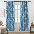 thumbnail image 1 of Cortina DriftAway con estampado floral de pavo real, 132 x 183 cm, color verde azulado, 1 of 8