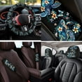 thumbnail image 4 of HUISEFOR 14 Packs Sea Turtles Car Seat Cover Full Set Scratchproof Elastic Including Steering Wheel Cover, Armrest Cover, Belt Cover, Headrest Covers, Universal Fit for Cars SUV Trucks, 4 of 5