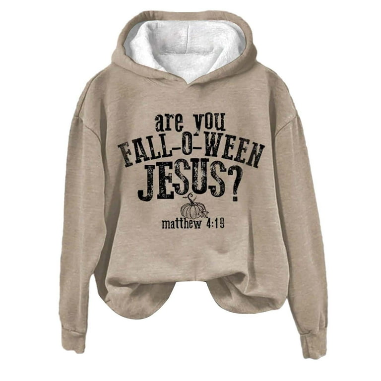 Women s Hoodies Sweatshirts Halloween Winter Fall Long Sleeve Crew Neck Are You O Ween 4 19 Print Hoodie Fleece Pullover Casual Shirts Tops