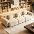 thumbnail image 6 of Aukfa 109" Oversized Boneless Couch Deep Seat 3 Seat Cloud Sofa for Living Room Bedroom, 3 Pillows, Velvet, Camel, 6 of 9