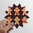 thumbnail image 1 of Gingerbread Cookie Men mas Sun Vinyl Sticker Luggage Graffiti Flower Decal, 1 of 3