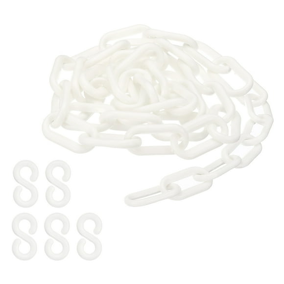 Cadena de plástico Uxcell, cadena de barrera de seguridad de 3 pies para control de multitudes, 1/4 pulgada blanca