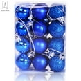 thumbnail image 2 of Gustave 24 PCS Christmas Tree Baubles Balls Hanging Glitter Ornament Balls for Xmas Tree Holiday Wedding Party Ornament Set "Blue", 2 of 8