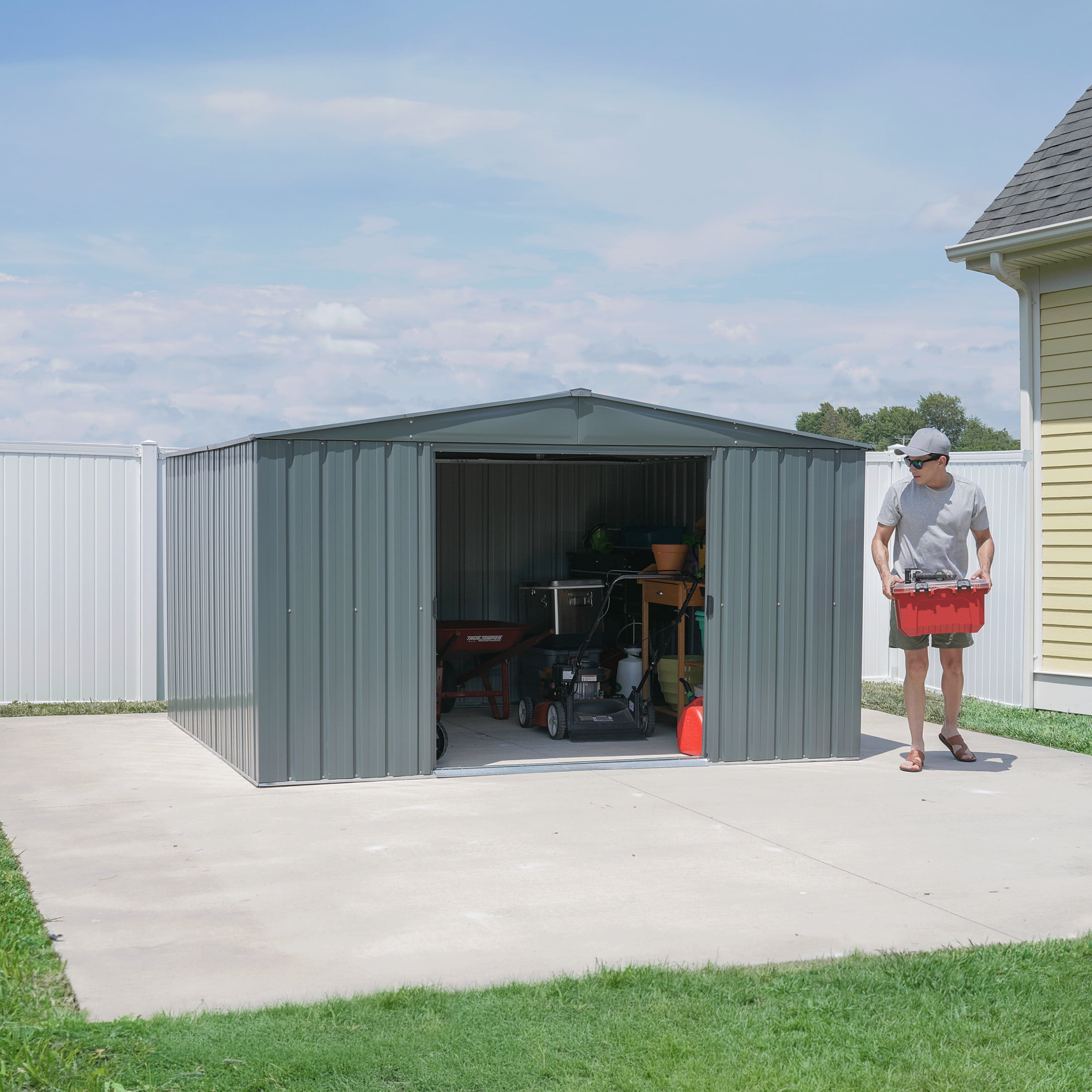 Arrow Essentials 10 x 10 x 6 ft Charcoal Steel Shed