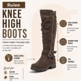 thumbnail image 3 of LOVE STEETLY Women's Knee High Slouchy Chunky Heel Boots, Side Zipper Round Toe Faux Leather Casual Comfort Versatile Boot, 3 of 7