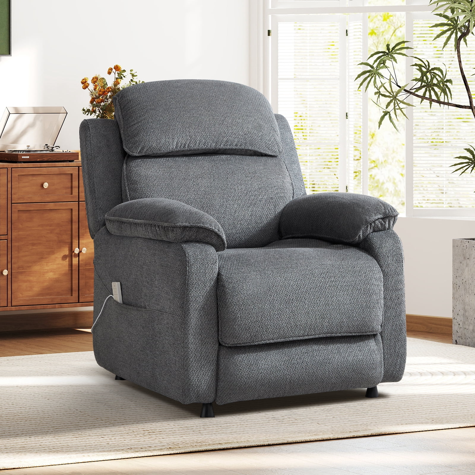 Bonzy Home Power Recliner Chair — Electric Recliner with Remote Control & Side Pockets, Compact Home Theater Seating for Small Spaces