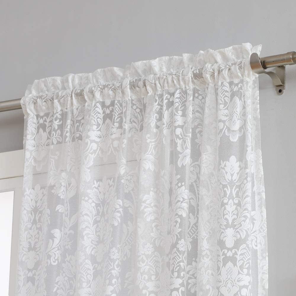 Warm Home Designs 54" W x 63" L Ivory Lace Curtains. FI Ivory 63