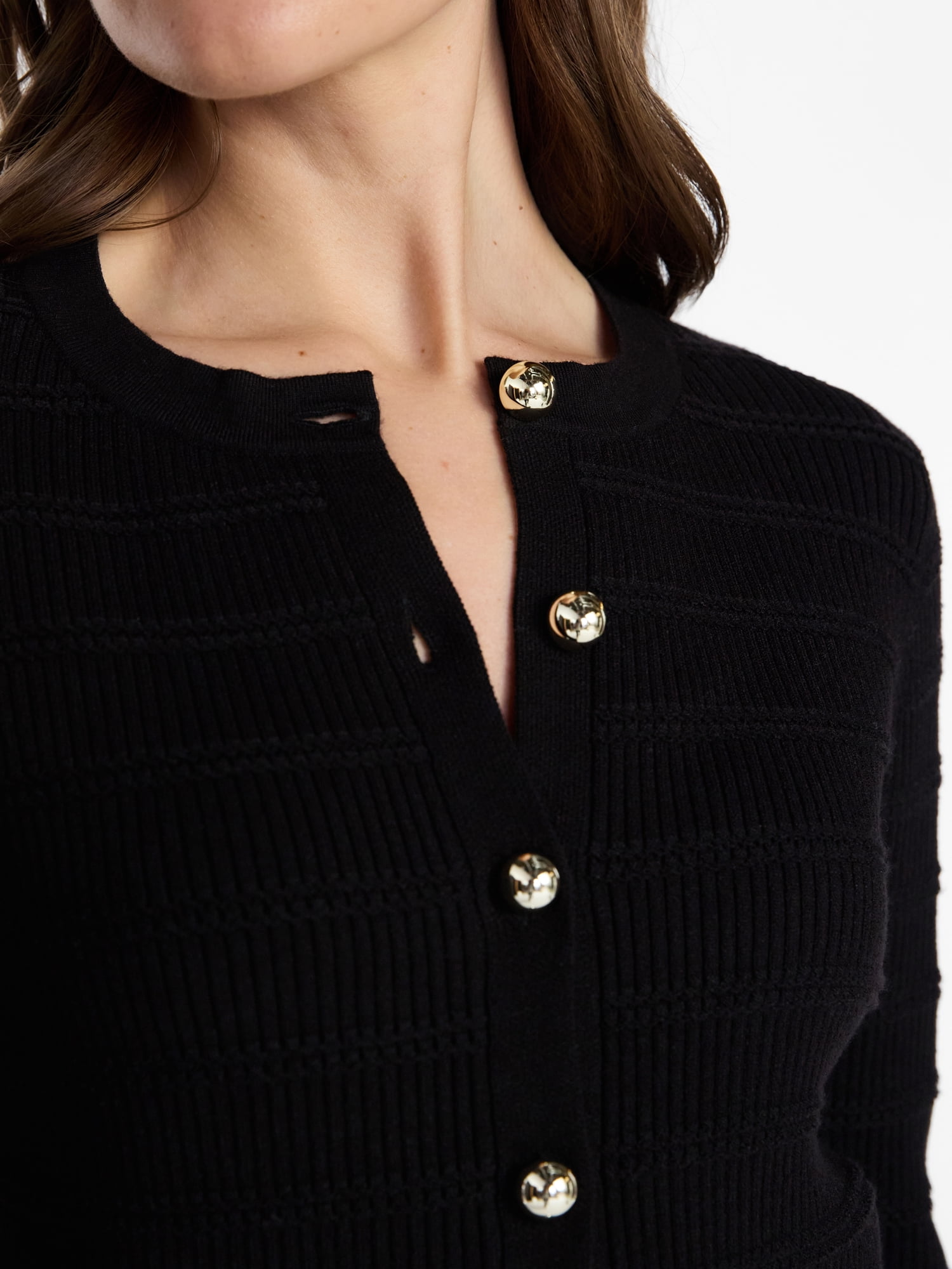 Time and Tru Women's Puckered Stitch Cardigan Sweater, Lightweight, Sizes XS-XXXL
