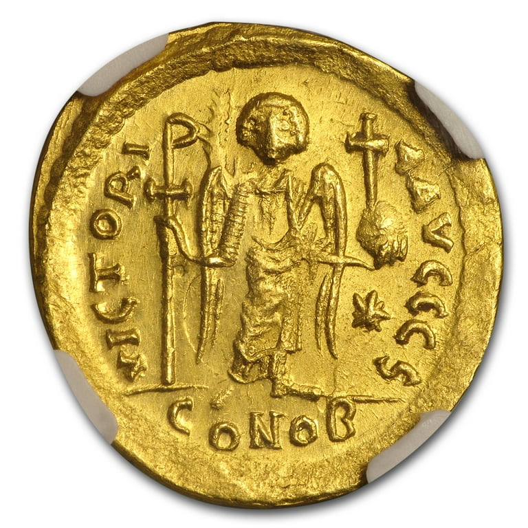 ピリオド　金 Byzantine Gold Solidus Emperor Justinian I (527-565 AD) MS NGC