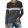 thumbnail image 2 of DondPO Womens Tops Women's Color Block Tunic Tops Casual Long Sleeve Shirts Round Neck Pullover Womens Dressy Tops Tops for Women Trendy Gray S, 2 of 7