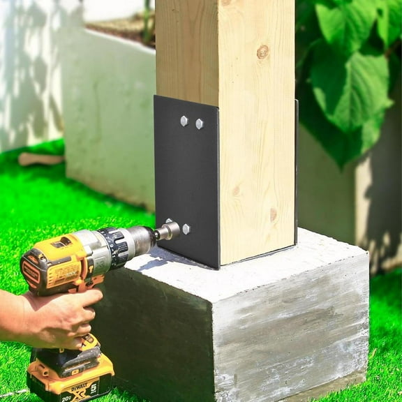 U-Shaped Galvanized Steel Deck Post Base Holder, 4-Piece Set for Railing & Mailbox