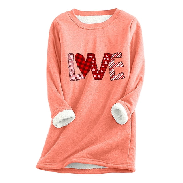 Birdeem Womens Fall/Winter Oversized Valentines Day Printed Top with Thickened and Plush Insulation and A Snug Base Shirt