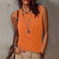 thumbnail image 2 of VBVC Women's Twist Back Cap Sleeve Top , Ladies' Crew Neck Fitted Wrap Blouse , Casual Summer Dressy Tank Top For Women,Orange,XS-XL, 2 of 10
