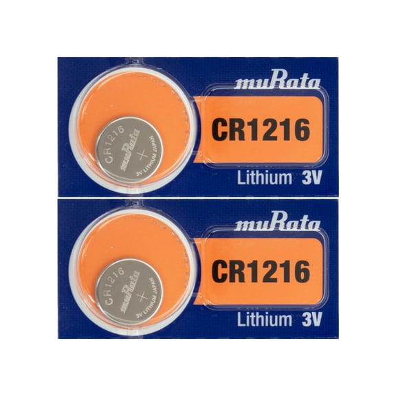 2pcs Murata CR1216 30mAh 3V Lithium (LiMnO2) Coin Cell Watch Battery