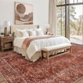 thumbnail image 2 of Living Room Rug 5x7 Washable Rug for Bedroom Boho Geometric Non Slip Farmhouse Neutral Rugs Soft Throw Rugs Low Pile Stain Resistant Carpet for Office Nursery Dining Room 5'x7' Brick Red, 2 of 8