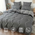 thumbnail image 2 of Seasonwood Queen Duvet Cover Gray Tufted Jacquard Microfiber Bedding Set 3pcs 90" x 90", 2 of 5