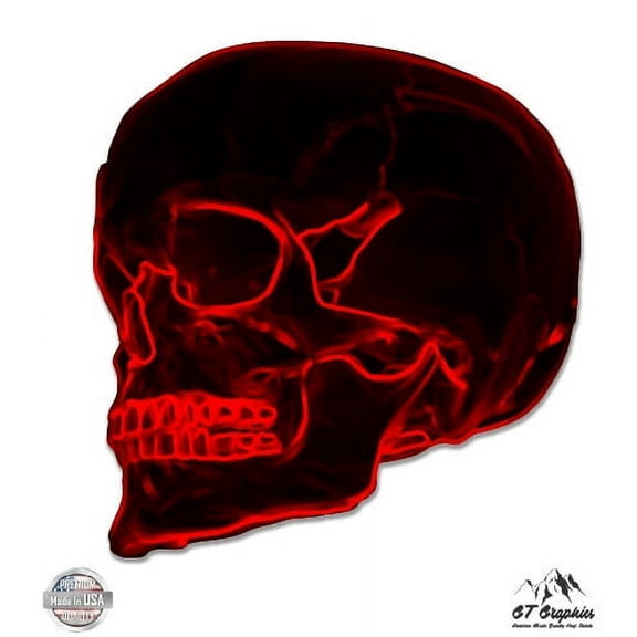 Skull Red - 3" Vinyl Sticker - For Car Laptop I-Pad Phone Helmet Hard Hat - Waterproof Decal