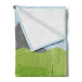 thumbnail image 2 of Golf Course Scene Soft Flannel Fleece Throw Blanket, Cartoonish Golf Club Themed Mountains Little Car and Flag, Cozy Plush for Indoor and Outdoor Use, 60" x 80", Lime Green Multicolor, by Ambesonne, 2 of 5