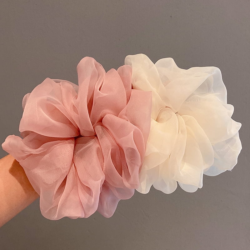 Woman Large Organza Scrunchies Girls Sweet Chiffon Rubber Tie Band Elastic Hair Bands Ponytail Holder Ins Hair Accessories