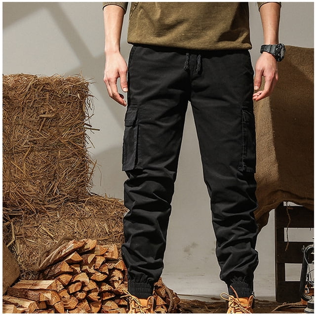 Pantalones largos para hombre, moda informal, lisos, cintura elástica con bolsillos, pantalones deportivos para hombre