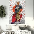 thumbnail image 4 of Japanese Tapestry, Samurai Tiger with Traditional Clothes Starburst Lines and Paint Stains Background, Wall Hanging for Bedroom Living Room Dorm Decor, 60W X 80L Inches, Multicolor, by Ambesonne, 4 of 5