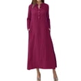 thumbnail image 1 of Vestido largo casual de manga larga con mangas largas para mujer Tomshoo Borgoña XXXL, 1 of 7