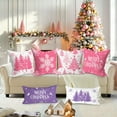 thumbnail image 6 of 16x16 Pink Christmas Pillow Covers Set of 4, Christmas Decorations Pillowcase, Winter Decorative Pillow Case, Merry Christmas Tree Cushion for Indoor Home Bedroom Sofa Xmas Couch Decor, 6 of 6
