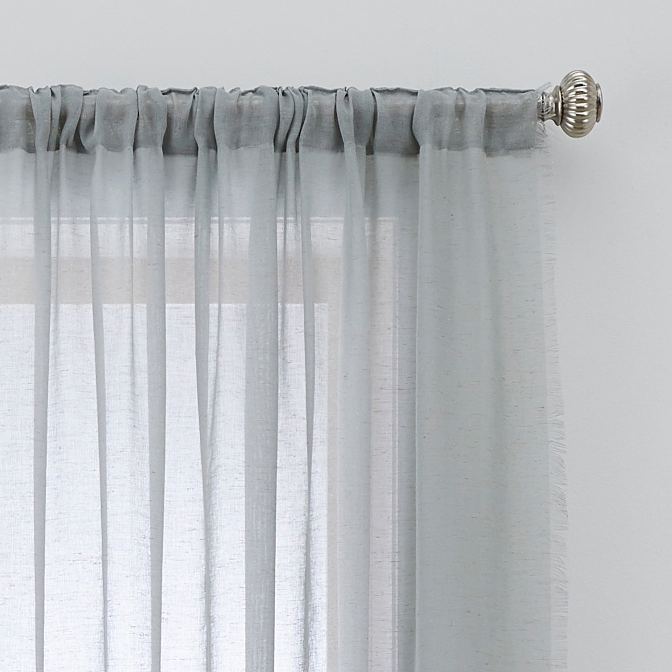 Better Homes & Gardens Solid Fringe Rod Pocket Single Curtain Panel, Soft Silver, 50 in W x 95 in L