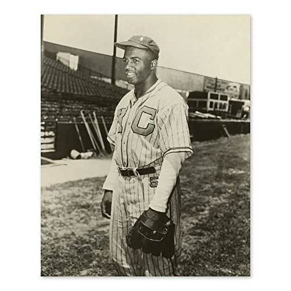 HISTORIX Vintage 1945 Jackie Robinson Poster Photo Print - 8x10 Inch Jackie Robinson in Kansas City Monarchs Uniform Vintage Portrait Photo Wall Art