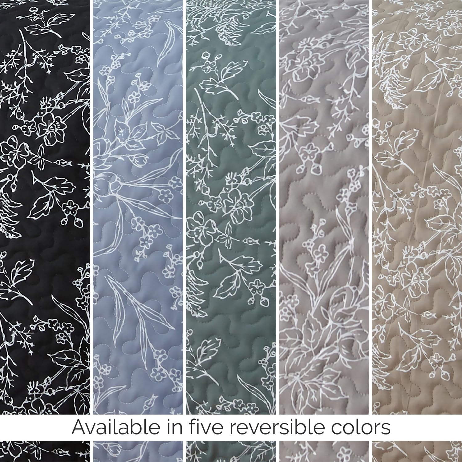 Elegant and Chic Lightweight Reversible Winter Brush Floral Patterned Quilt Set by Southshore Fine Linens