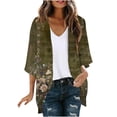 thumbnail image 2 of POUNOO Womens Tropical Floral Cover Ups Relaxed Fit Open Front Mid Sleeve Colorful Flower Pattern Soft Texture Vacation Style Kimonos Gift, 2 of 5