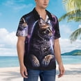 thumbnail image 3 of Susaid Purple Moon Cat Print Short Sleeve Shirts Button Down Casual Shirts Summer Beach Aloha Button Down Short Sleeve for Men ,X-Large, 3 of 7