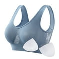 thumbnail image 1 of Womens Bras Middle Age Front Closure All-Day Ease Bra With Wireless No Padding Plus Size Sport Bra Blue XXXL, 1 of 2