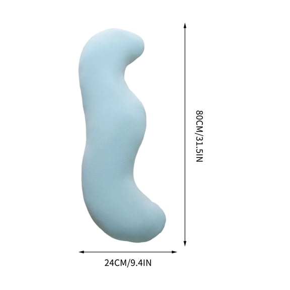 WeDecorBay S-Shaped Pillow Ergonomic Curved Long Body Support Pillow Soft Hugging Pillow For Pregnancy Back Hip Leg Relief 31x9 Inch Ergonomic S Shape Body Support Blue,S