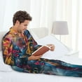 thumbnail image 6 of Picia Vibrant Rooster Painting Pattern Men’s Long-Sleeve Sleepwear Set - Soft 2-Piece Loungewear with Pockets, Comfy PJs for Relaxing Nights-XX-Large, 6 of 7