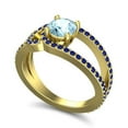 thumbnail image 2 of Diamond-Capitals 2.50 Carat Beautiful Round Cut Aquamarine & Blue Sapphire Gemstone Engagement Ring for Fiancee 18K Yellow Gold Size 4, 2 of 8