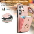 thumbnail image 6 of Wallet Phone Case for Samsung Galaxy S22 Ultra, Crossbody Shoulder Strap Multiple Cards Holder RFID Blocking Shockproof Bumper Ring Holder Kickstand Feature Protective Case for Women Girls, Rosegold, 6 of 11