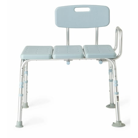 Medline Tub Transfer Bench With Back, Microban Antimicrobial Protection, 300lb Weight Capacity, Blue Seat And Chair Back