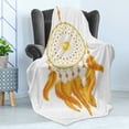 thumbnail image 4 of Aztec Soft Flannel Fleece Throw Blanket, Graphic of Golden Yellow Dreamcatcher Native Indigenous Cultural Style, Cozy Plush for Indoor and Outdoor Use, 70" x 90", Marigold White, by Ambesonne, 4 of 5