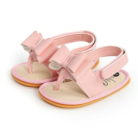

Toddler Baby Girls Sandals Flat Slingback Bowknot Shoes T Strap Flip Flops Slide Sandals