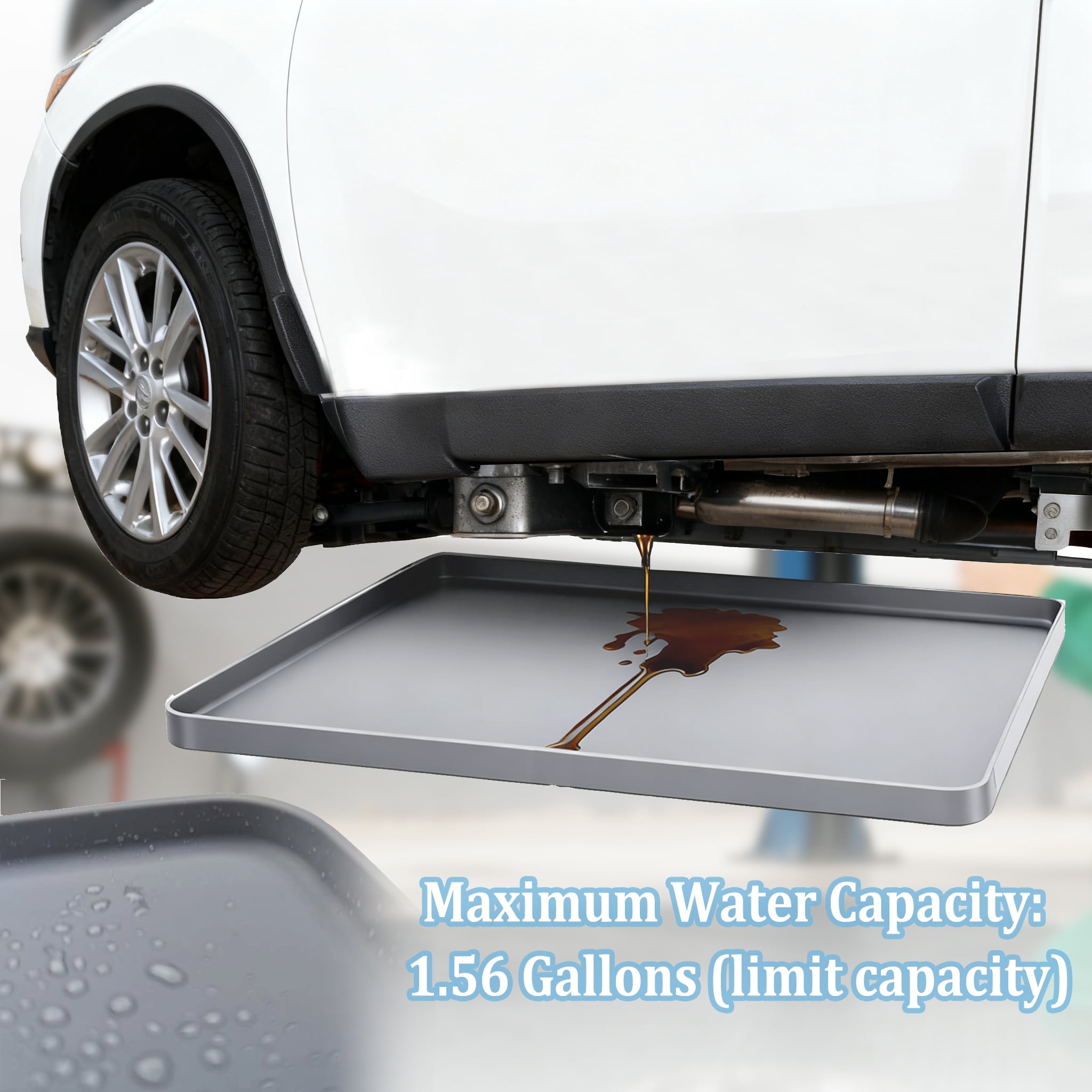 Oil Drip Pan for Under Car, Oil Spill Mat for Garage Floor Waterproof Driveway Outdoor Oil Drip Tray Silicone Oil Drip Pan No Splatter Non-Slip Oil Catch Pan Easy to Clean Reusable