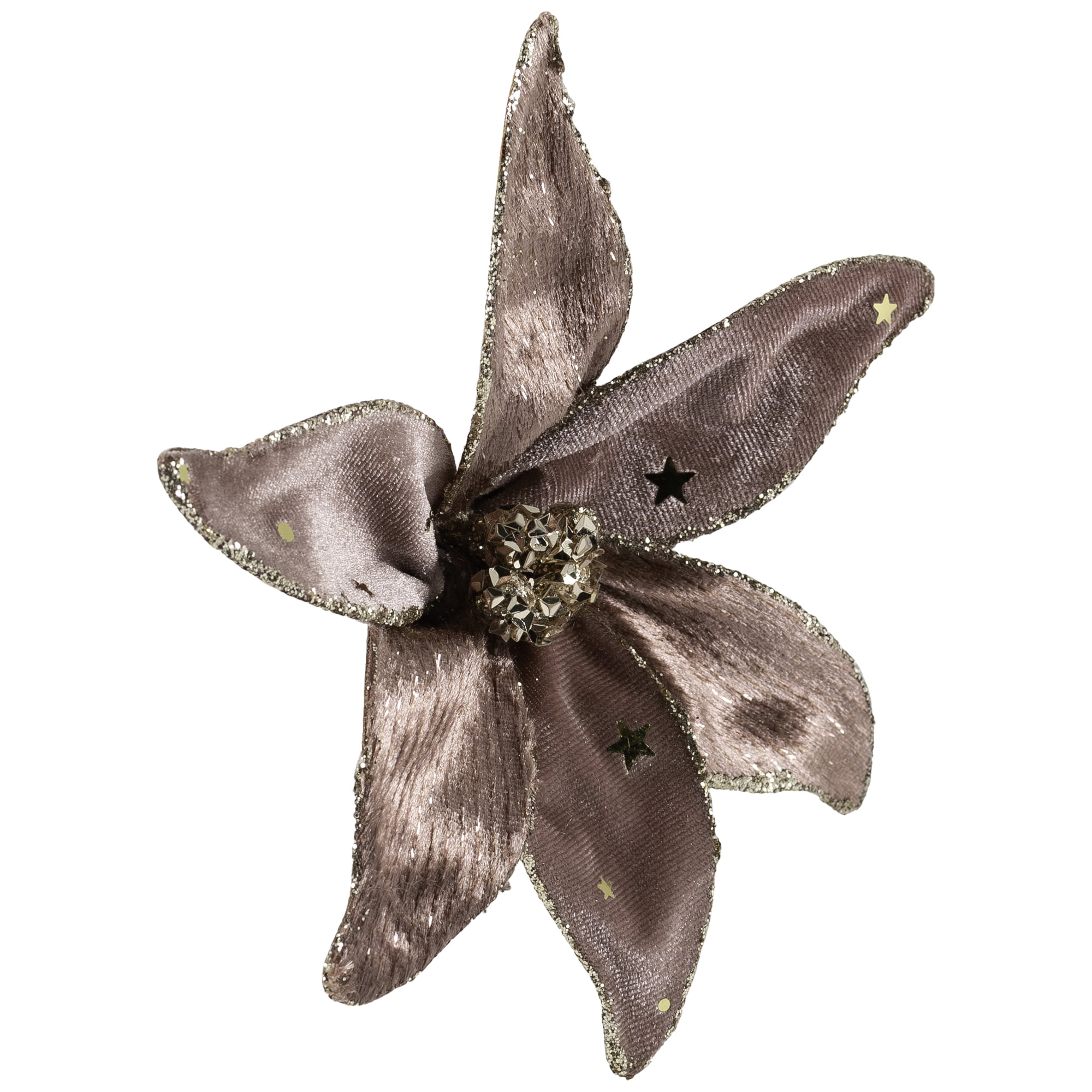 Northlight Glittered Flower Christmas Clip-on Ornament - 6" - Plum Purple