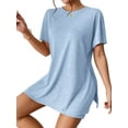 thumbnail image 3 of Women'S 2 Pieces Short Sleeve Lounge Sets Oversized T-Shirts and Biker Shorts Light Blue XXL, 3 of 7
