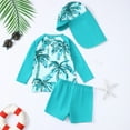 thumbnail image 4 of Baby Boys Swimwear Set Tropical Print Swim Trunks Rash Guard Hat 3 Piece Outfit For Beach Pool Toddler 0 3 Years Summer Bathing Suit, 4 of 6