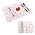 thumbnail image 1 of DouZhe Ensemble de 4 Sets de Table en Polyester, Motif Ours Lapin Rose Résistant à la Chaleur pour Table à Manger, 12 Pouces x 18 Pouces, 1 of 6