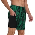 thumbnail image 2 of Gukieu Mint Bird Feathers Print Men's Double Layer Sports Swim Trunks, Quick Dry Adjustable Waist Swim Shorts Swimwear-X-Large, 2 of 6