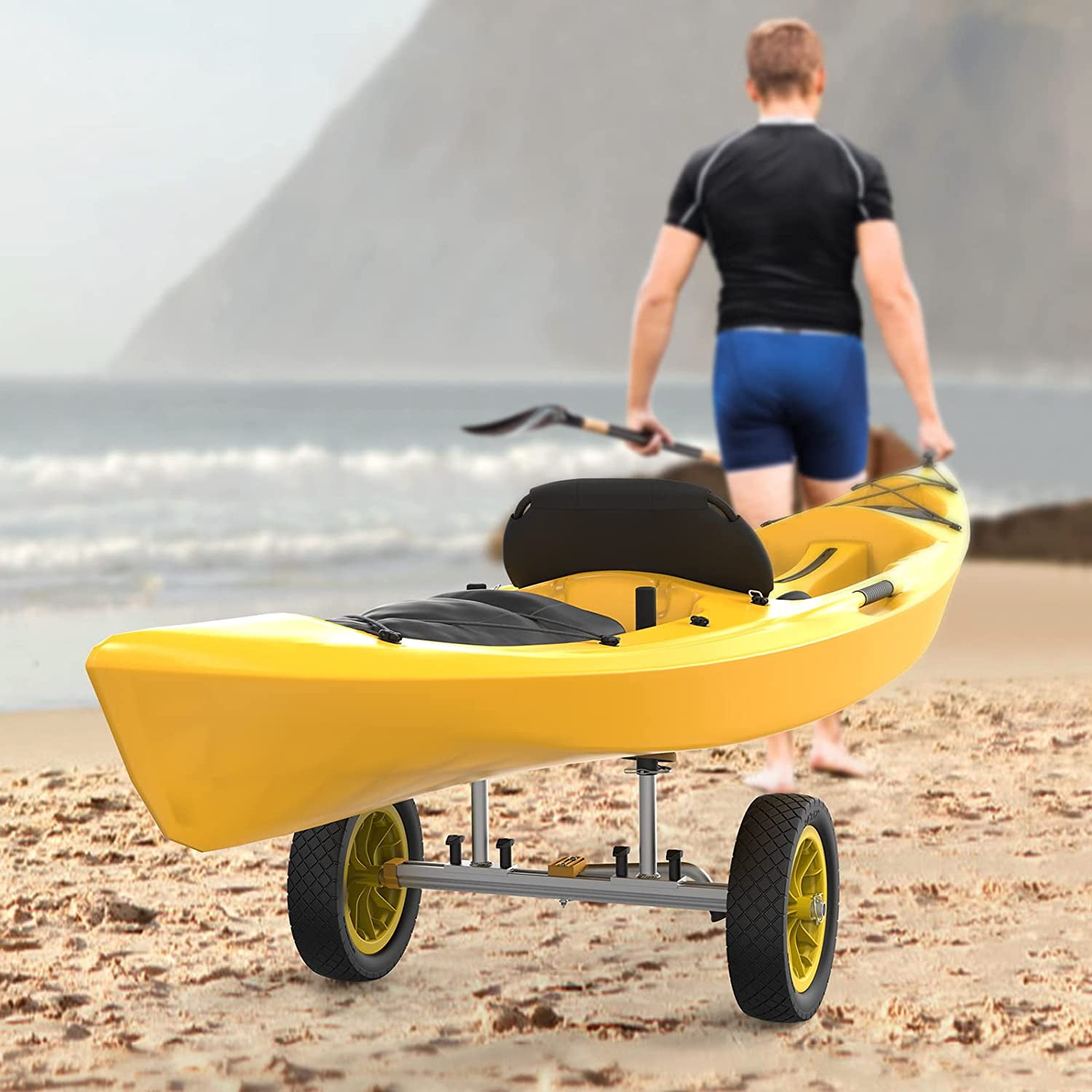 Kayak Cart Dolly Kayak Wheels Detachable Canoe Cart with Solid Tires and Kickstand Kayak Trolley