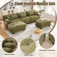 thumbnail image 4 of Pelletized velvet U Shape Cloud Couch with 2 Ottomans,Free Combined 3 Seater Comfy Sofa with Bolster Armrest Pillows, sofa for Living Room, 4 of 9
