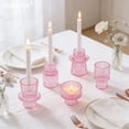 thumbnail image 5 of HIDAWN 6 Pcs Pink Glass Candlestick Holders Tealight Candle Holders, Votive Candle Taper Candle Holder, 5 of 10